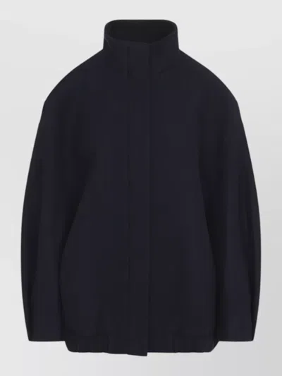 Dries Van Noten Voles Wool Blend Structured Collar Jacket In Blue