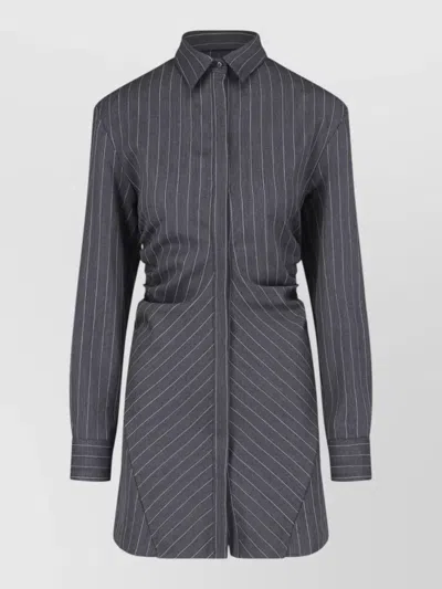 Dondup Pinstripe Ruched Tailored Knee Length Jacket In Pattern