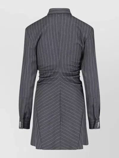 Dondup Pinstripe Ruched Tailored Knee Length Jacket In Pattern
