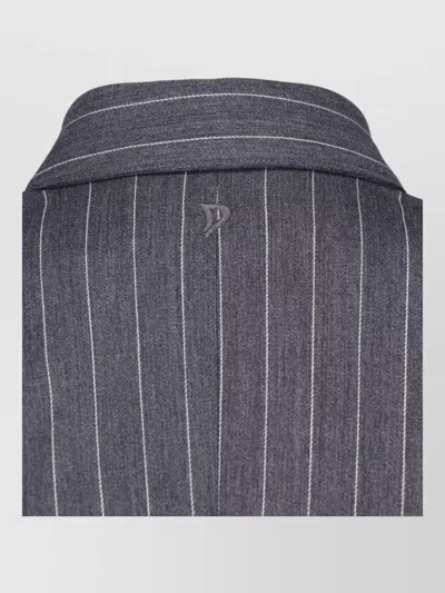 Dondup Pinstripe Ruched Tailored Knee Length Jacket In Pattern