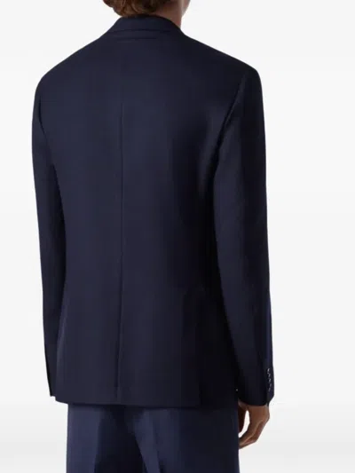 Corneliani Twill-weave Notched-lapels Blazer In Blue