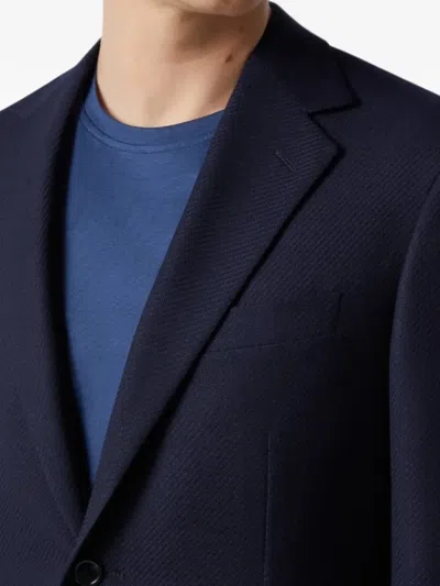 Corneliani Twill-weave Notched-lapels Blazer In Blue