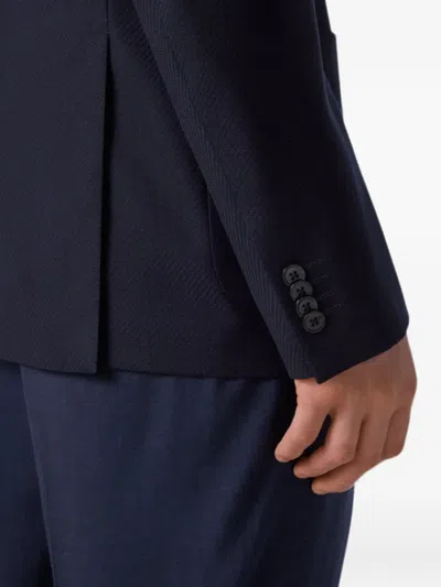 Corneliani Twill-weave Notched-lapels Blazer In Blue