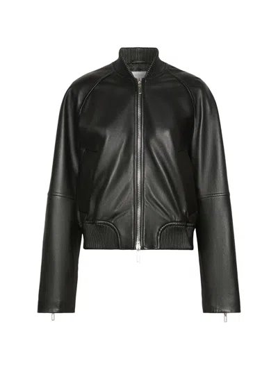 Sportmax Sheep Nappa Leather Jacket With Elastic Quilted Detailing In Black