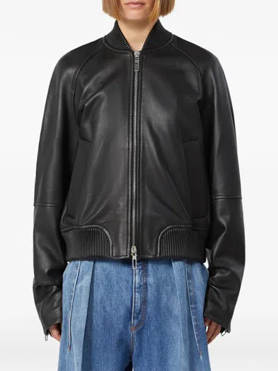 Sportmax Sheep Nappa Leather Jacket With Elastic Quilted Detailing In Black
