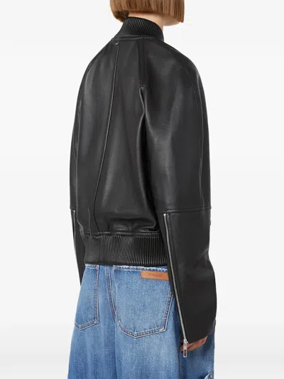 Sportmax Sheep Nappa Leather Jacket With Elastic Quilted Detailing In Black