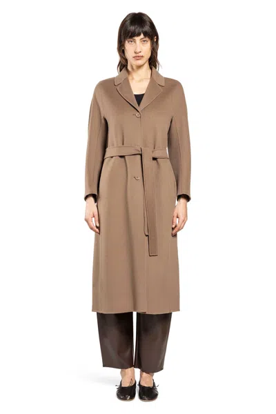S Max Mara Flared Wool Coat In Beige