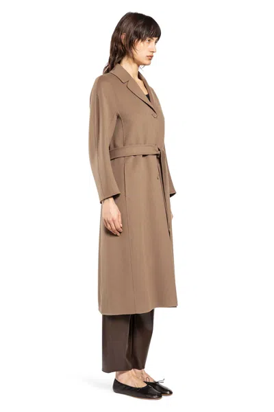 S Max Mara Flared Wool Coat In Beige