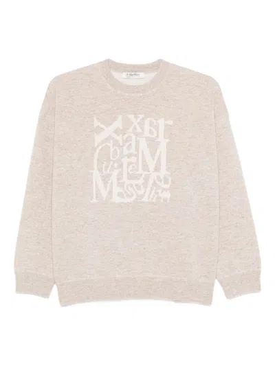 S Max Mara Logo Crewneck Sweater In Beige