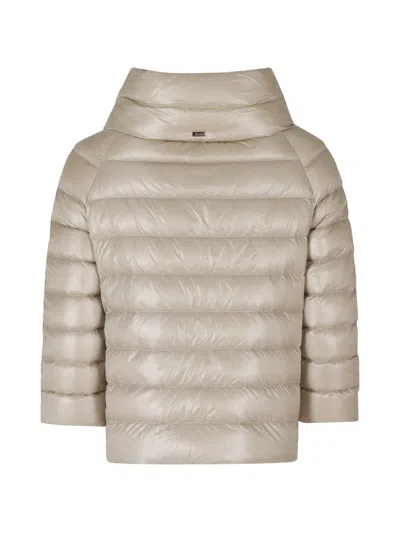 Herno Sofia Iconic Down Crop Puffer Jacket In Neutral
