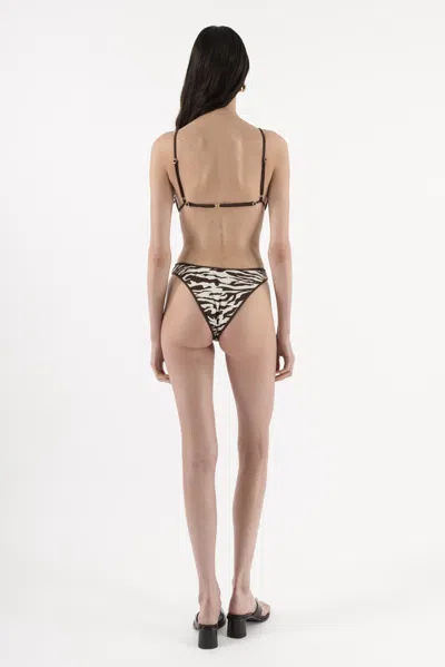 Arakii Triangle Bikini Top In Brown Zebra