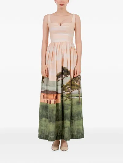 Agua By Agua Bendita Jaspe Paraiso Linen Maxi Dress In Pink