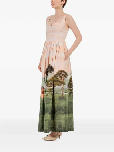Agua By Agua Bendita Jaspe Paraiso Linen Maxi Dress In Pink