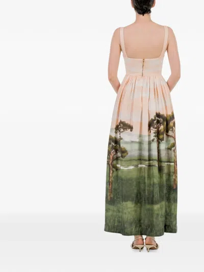 Agua By Agua Bendita Jaspe Paraiso Linen Maxi Dress In Pink