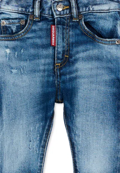 Dsquared2 Kids Washed-effect Distressed Jeans In Blue