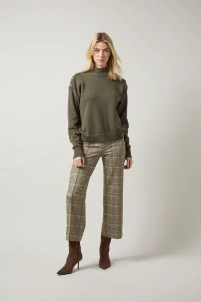 Lyssé Adelaide Button Trim Pullover Sweater In Brown