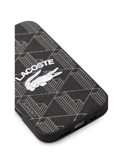 Lacoste Logo-print Geometric-pattern Iphone 16 Case In Black