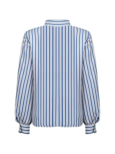Max Mara Pussy-bow Striped Blouse In Multi