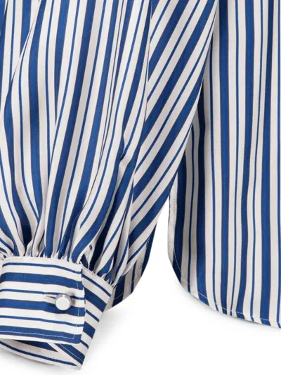 Max Mara Pussy-bow Striped Blouse In Multi