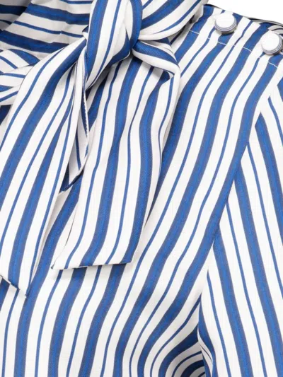 Max Mara Pussy-bow Striped Blouse In Multi