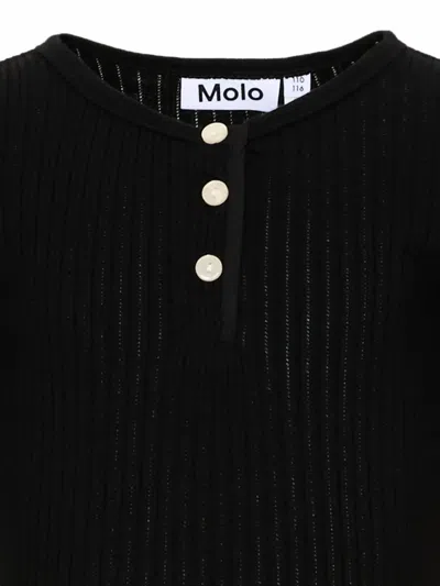Molo Ruby Ribbed-knit Henley T-shirt In Black