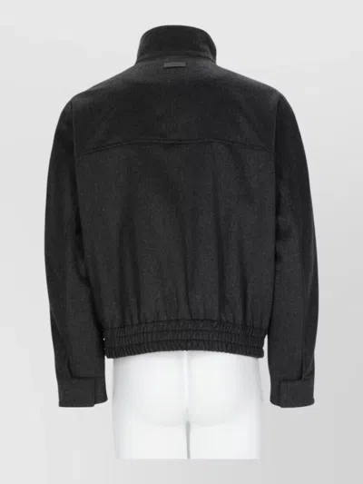 Lardini Coat Collar Elastic Hem Front Pockets In Black