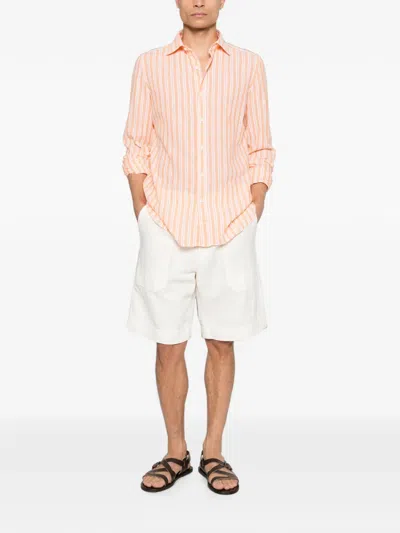 Borrelli Rio Stripe-pattern Shirt In Orange
