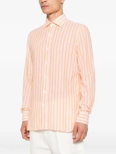 Borrelli Rio Stripe-pattern Shirt In Orange