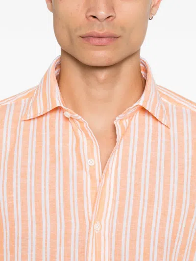 Borrelli Rio Stripe-pattern Shirt In Orange