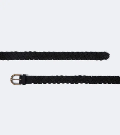 Rubinacci Braided Leather Belt In Black