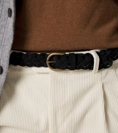 Rubinacci Braided Leather Belt In Black