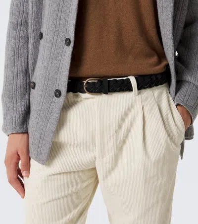 Rubinacci Braided Leather Belt In Black