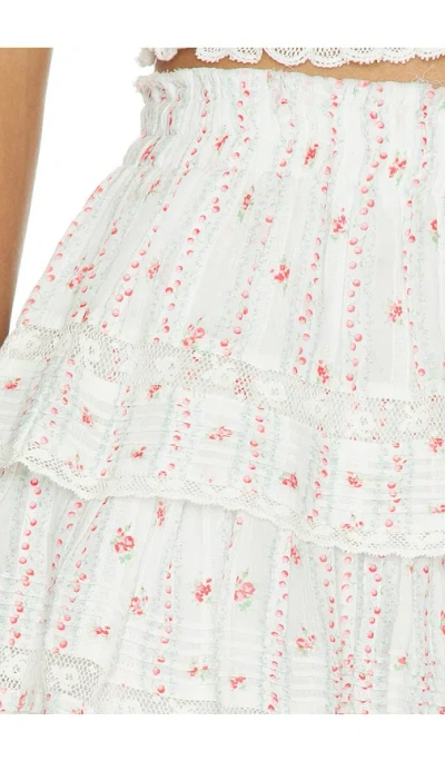 Loveshackfancy Ruffle Mini Skirt In 芙蓉红