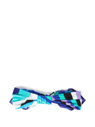 Pucci Iride Headband Knot Detail Rectangular Shape In Blue