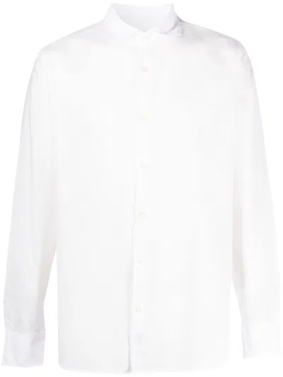 Deperlu Classic Collar Button-up Shirt With Asymmetric Hem In Pattern