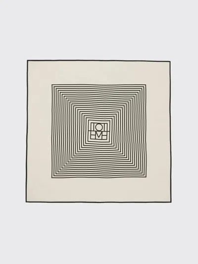Totême Centered Monogram Silk Scarf Macadamia In Cream