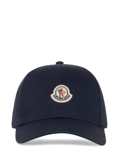 Moncler Logo-patch Cotton-gabardine Baseball Cap In Blue