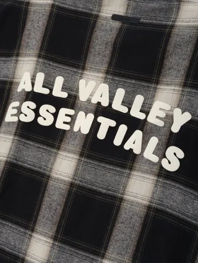 Essentials Plaid-pattern Logo-print Shirt In Black