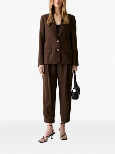 Vicolo Button-back Notched-lapels Jacket In Brown