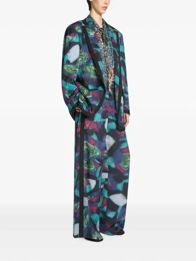 Dries Van Noten Oversized Moiré Blazer In Multi