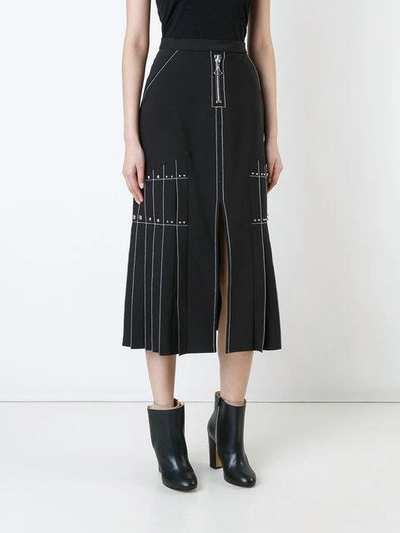 Shop Ellery Pleated Side Maxi Skirt In Black