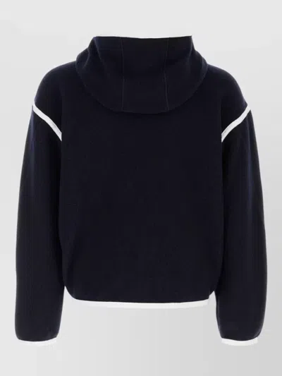 Givenchy Wool Hooded Jacket Contrast Trim Pockets In Blue