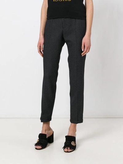 Shop Gucci Polka Dot Cropped Trousers In Black