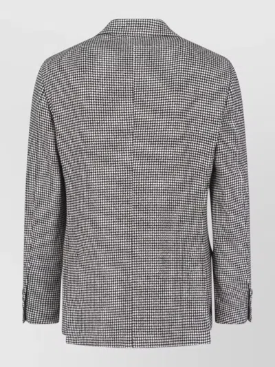 Lardini Double Breasted Blazer Houndstooth Pattern Buttons In Black