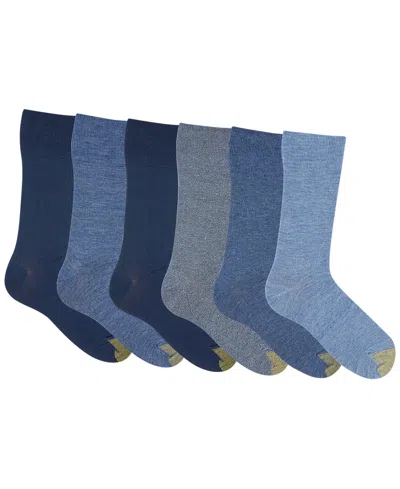 Gold Toe Men's 6-pack Cambridge Solid Crew Socks In Blue