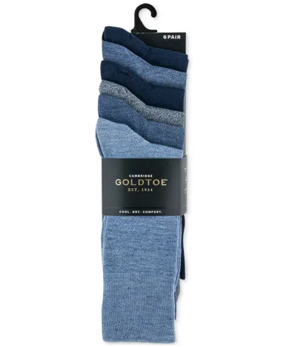 Gold Toe Men's 6-pack Cambridge Solid Crew Socks In Blue