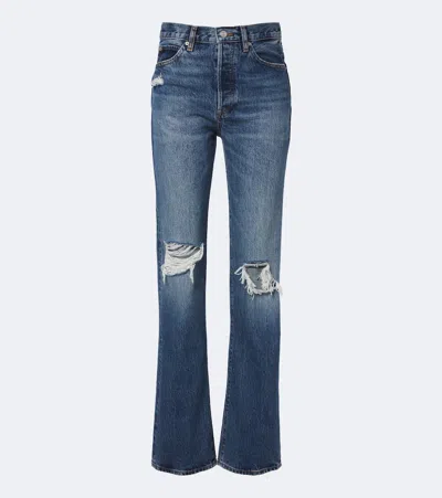 Frame The Vertical High Waist Relaxed Straight Leg Jeans In Blue