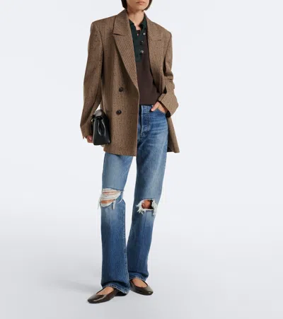 Frame The Vertical High Waist Relaxed Straight Leg Jeans In Blue