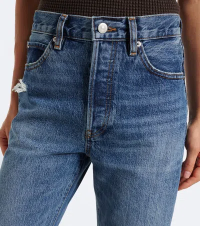 Frame The Vertical High Waist Relaxed Straight Leg Jeans In Blue
