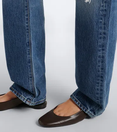 Frame The Vertical High Waist Relaxed Straight Leg Jeans In Blue